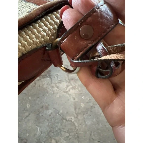 Vintage Etienne Aigner Woven Straw Leather Shoulder Bag Natural Boho - Picture 7 of 7